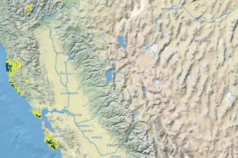 Arctostaphylos nummularia Native Range