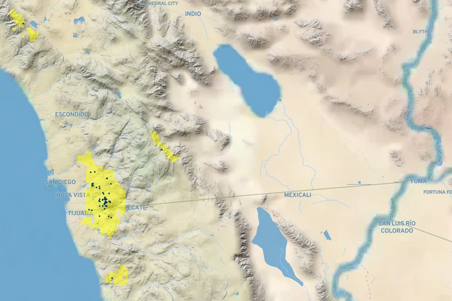 Arctostaphylos otayensis Native Range