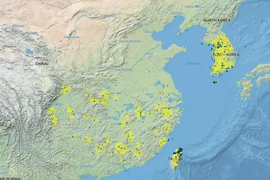 Arisaema heterophyllum Native Range