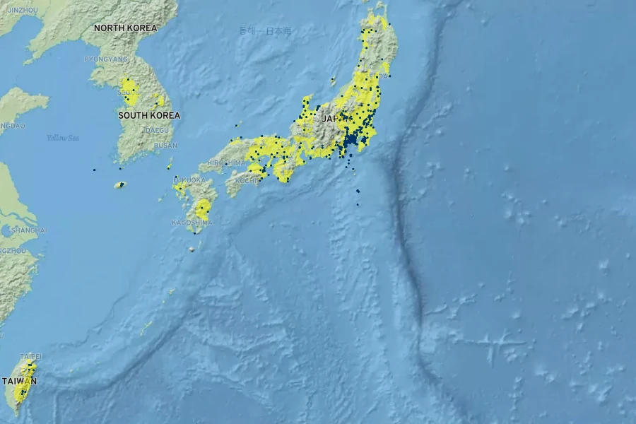 Arisaema thunbergii Native Range