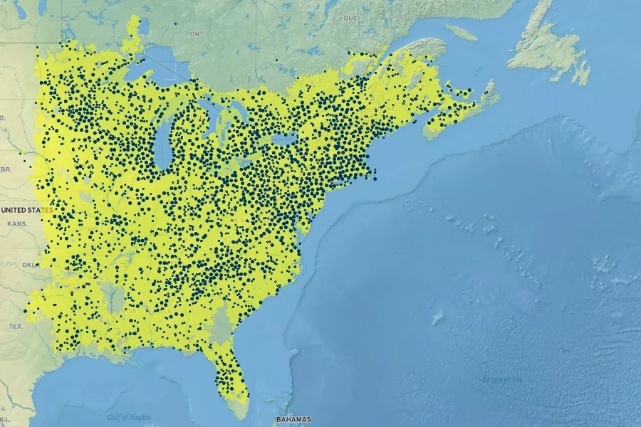 Arisaema triphyllum Native Range