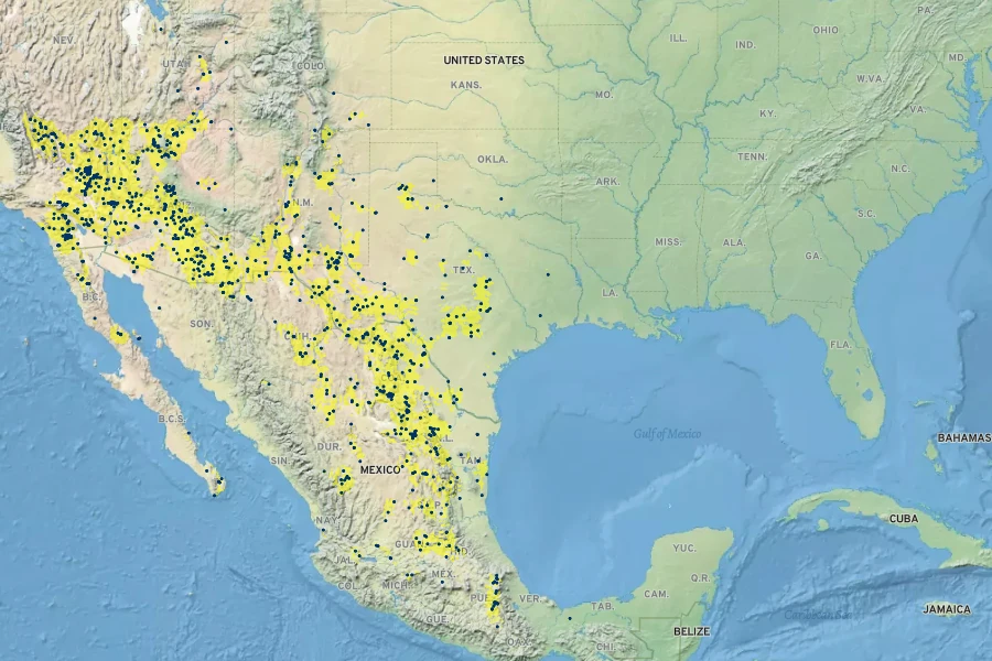 Aristida glauca Native Range