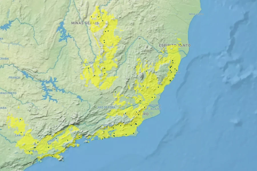 Aristolochia cymbifera Native Range