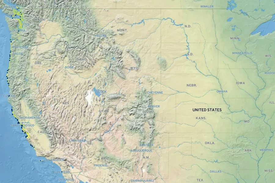 Armeria maritima subsp. californica Native Range