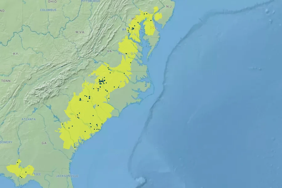 Arnica acaulis Native Range