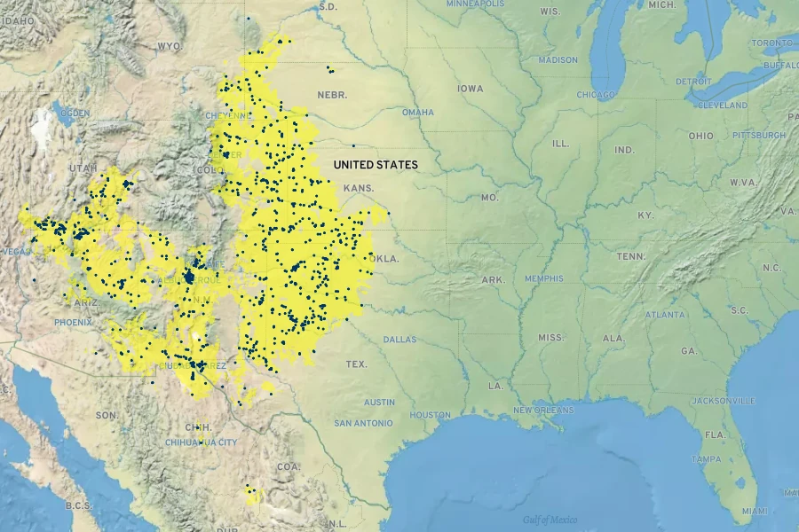 Artemisia filifolia Native Range