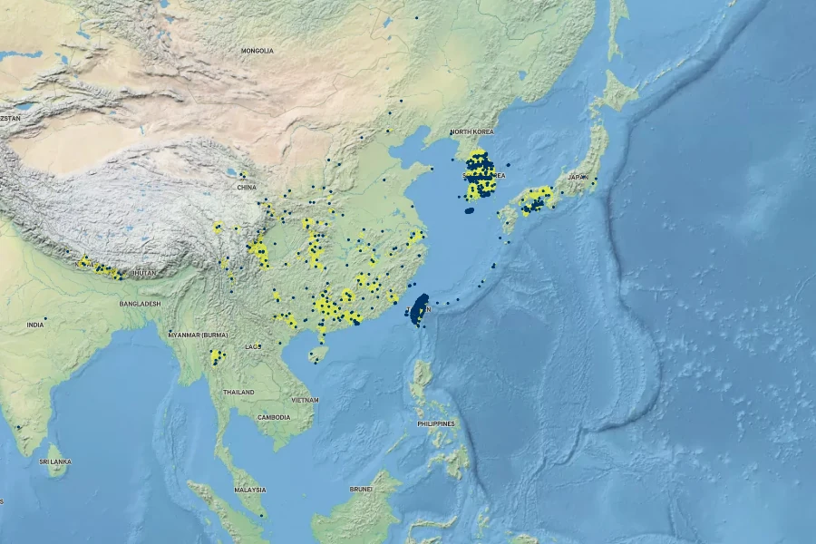 Artemisia indica Native Range