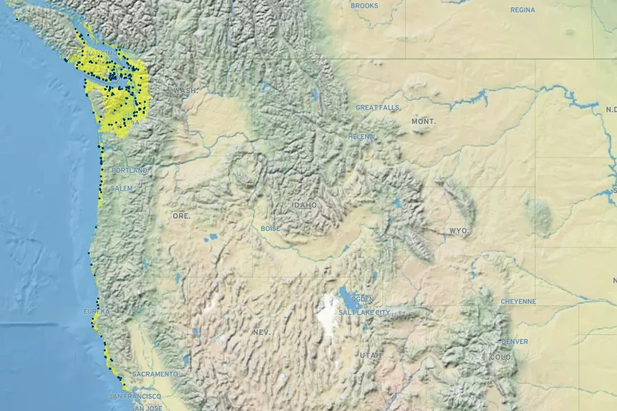 Artemisia suksdorfii Native Range