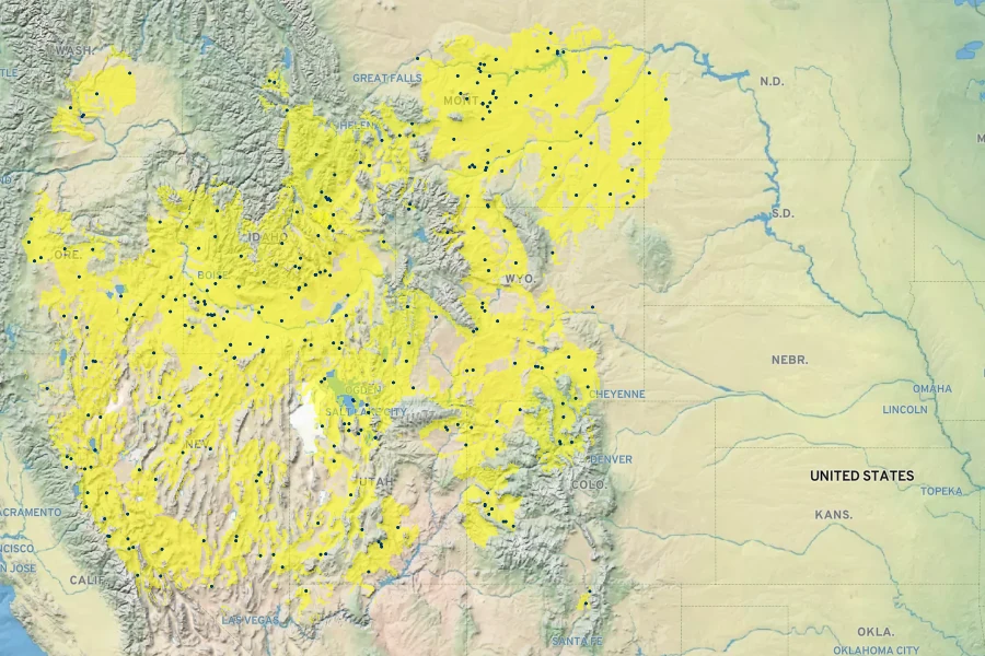 Artemisia tridentata subsp. wyomingensis Native Range