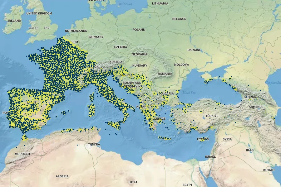 Arum italicum Native Range