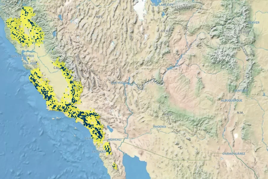 Asclepias eriocarpa Native Range
