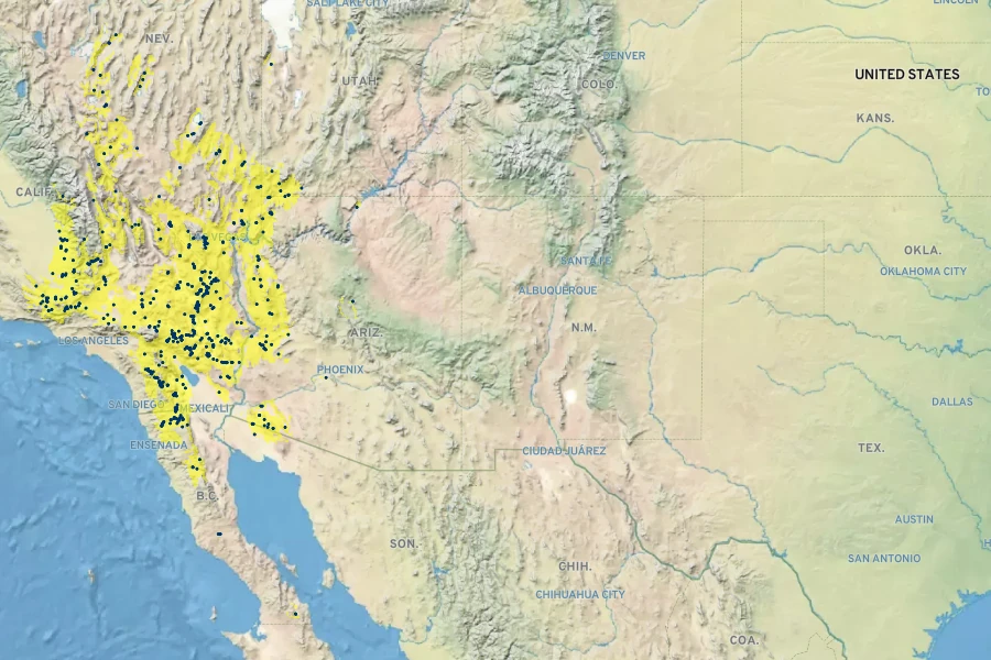 Asclepias erosa Native Range