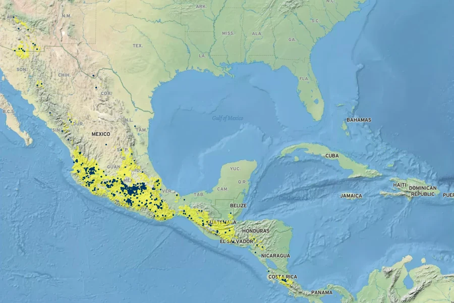 Asclepias glaucescens Native Range