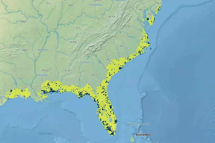 Asclepias lanceolata Native Range