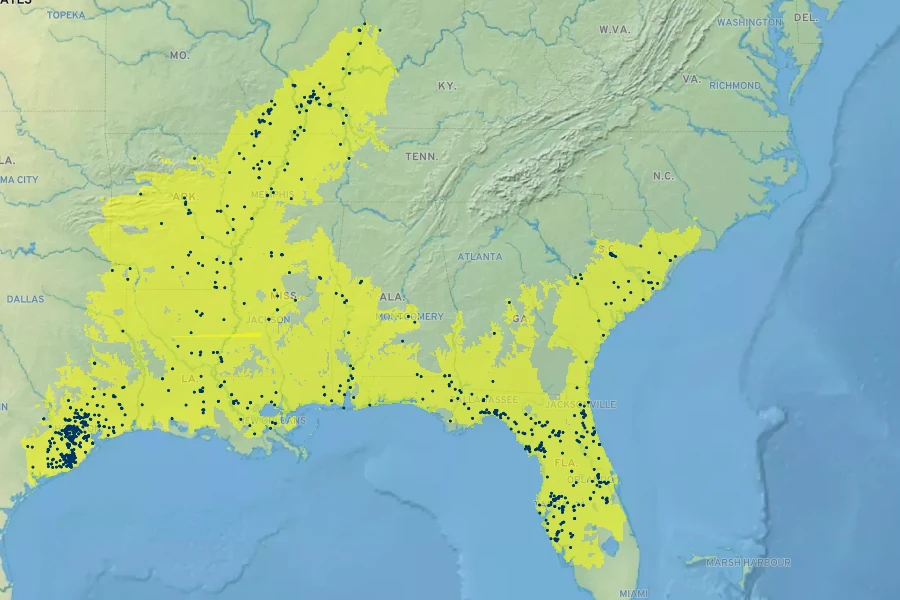 Asclepias perennis Native Range