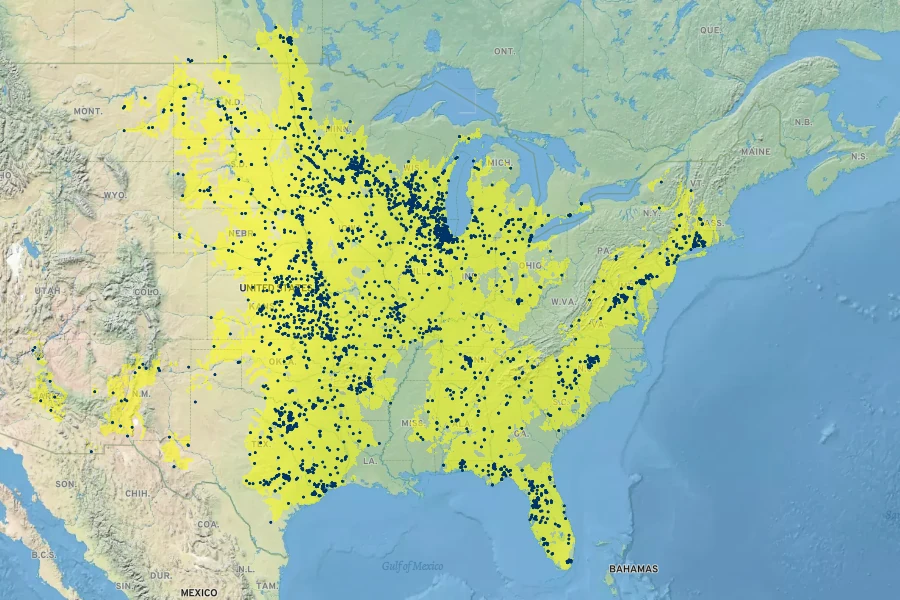 Asclepias verticillata Native Range
