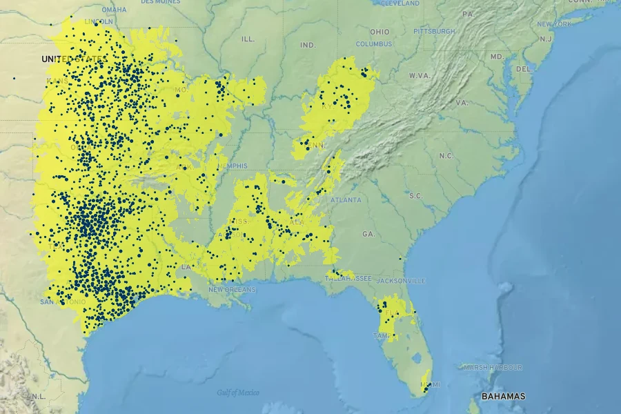 Asclepias viridis Native Range