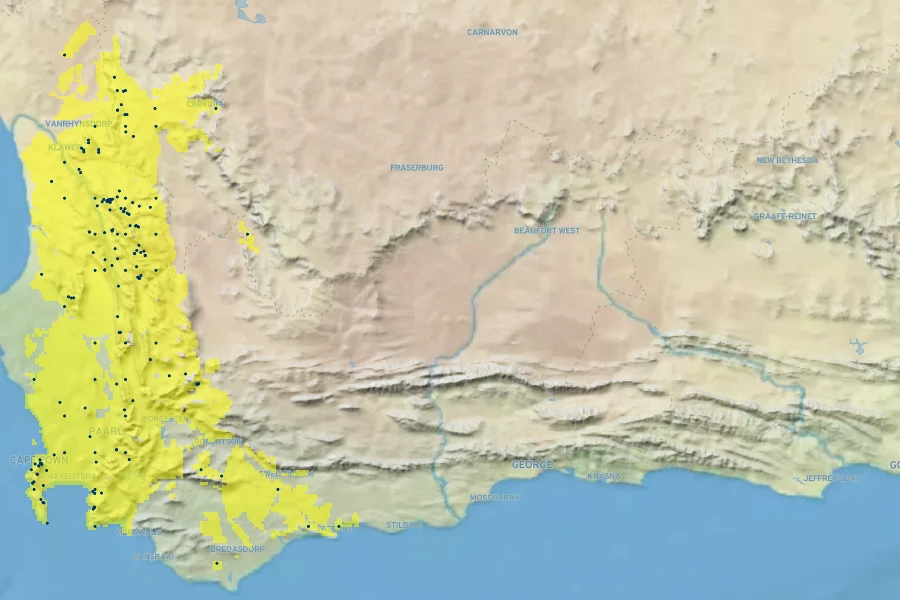 Aspalathus linearis Native Range