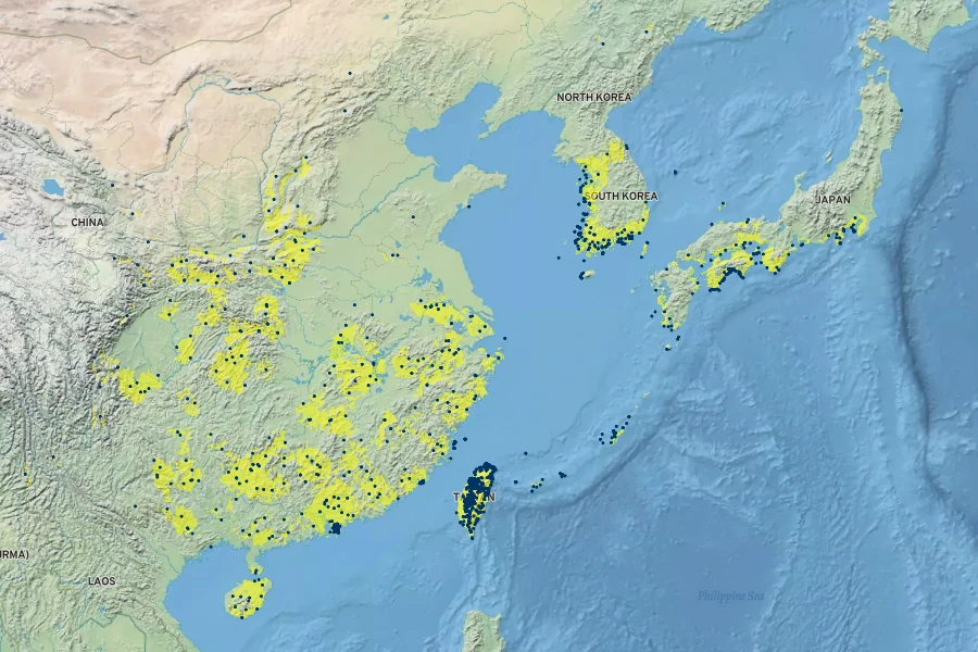 Asparagus cochinchinensis Native Range