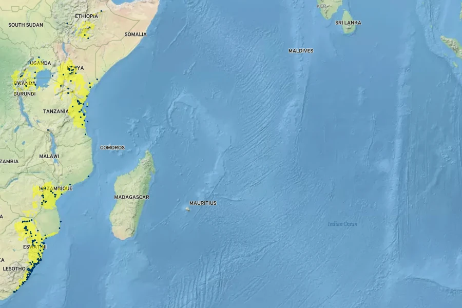 Asparagus falcatus Native Range