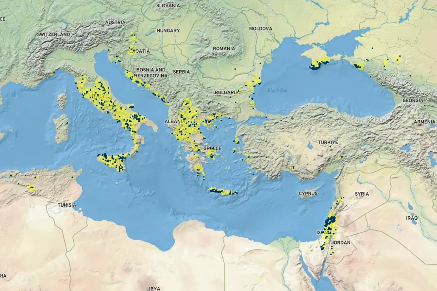 Asphodeline lutea Native Range