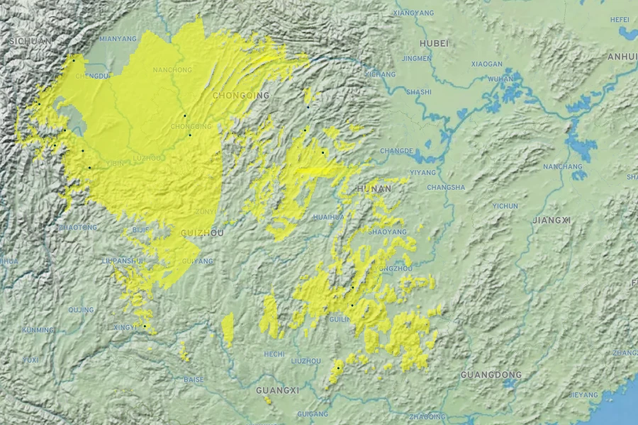 Aspidistra sichuanensis Native Range