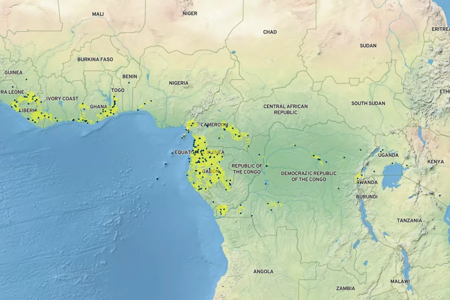 Asplenium africanum Native Range