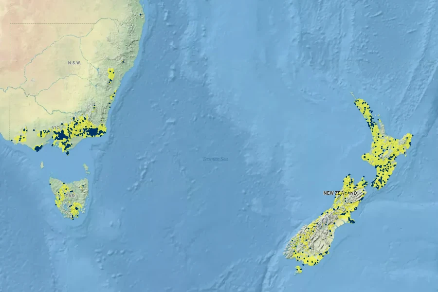 Asplenium bulbiferum subsp. gracillimum Native Range
