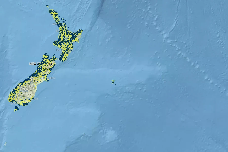 Asplenium bulbiferum Native Range