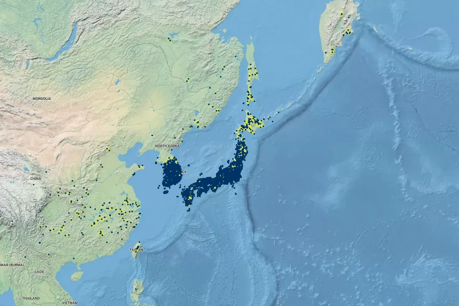 Asplenium incisum Native Range