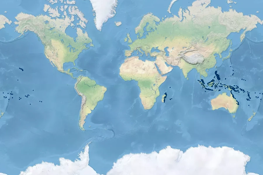 Asplenium nidus Native Range