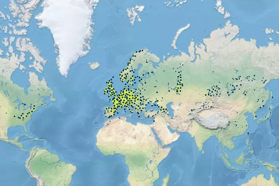 Asplenium ruta-muraria Native Range