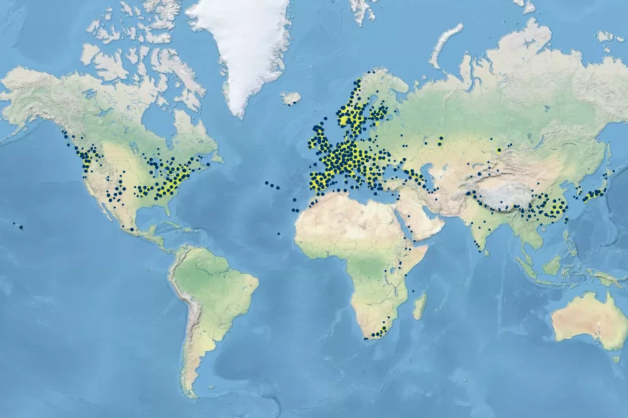 Asplenium trichomanes Native Range