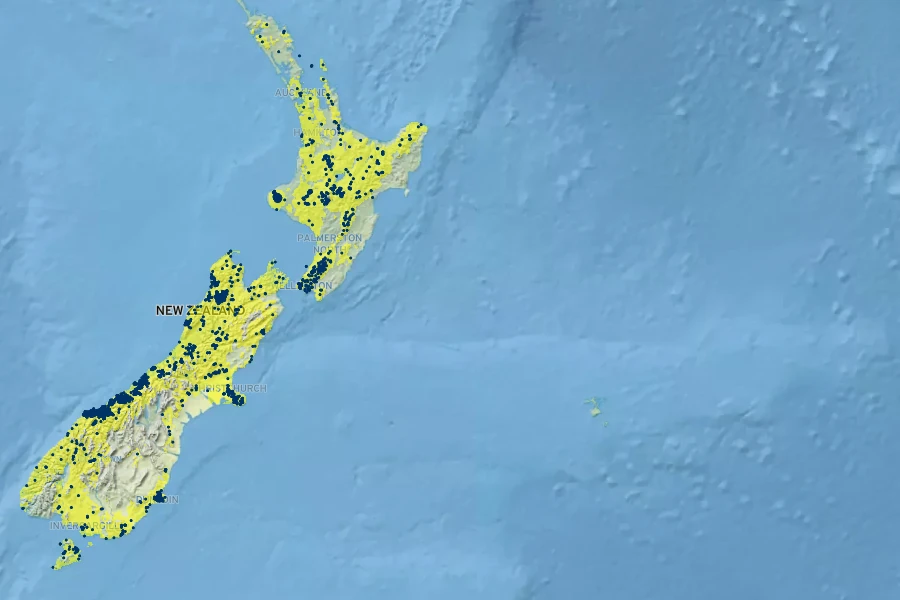 Astelia fragrans Native Range