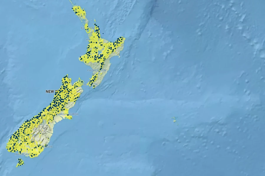 Astelia nervosa Native Range