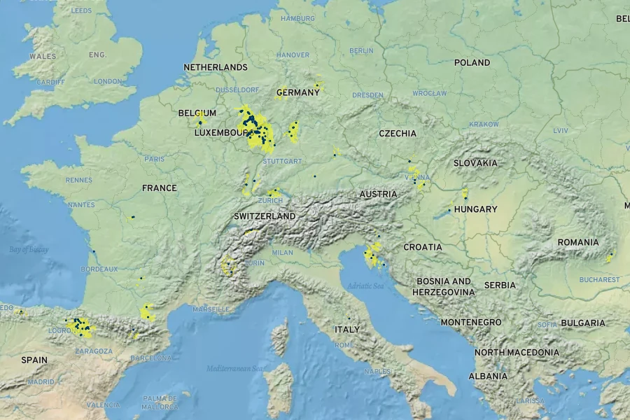 Aster linosyris Native Range