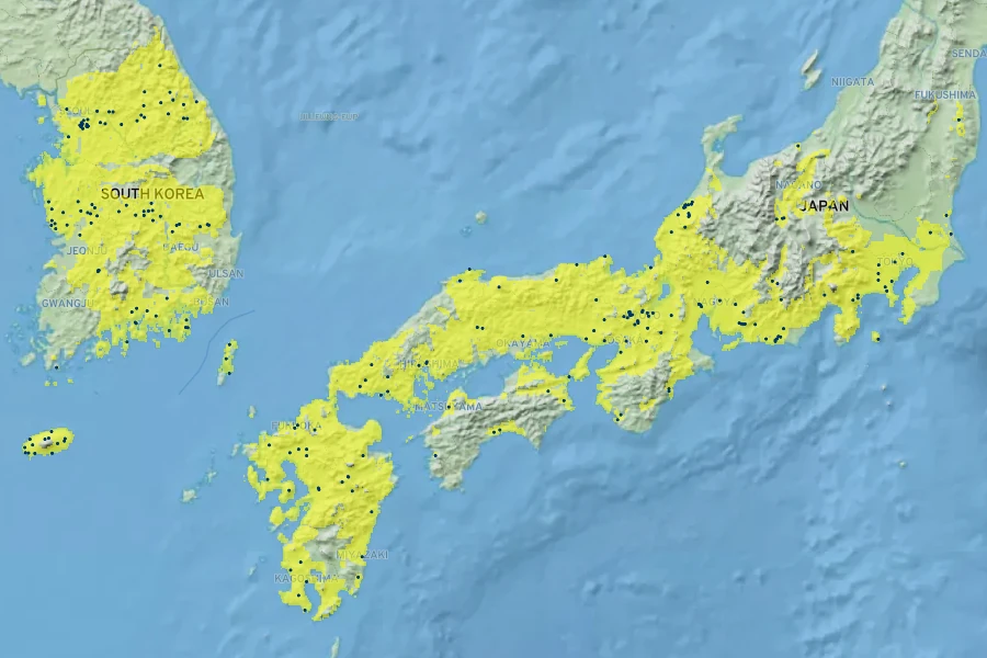Aster yomena Native Range