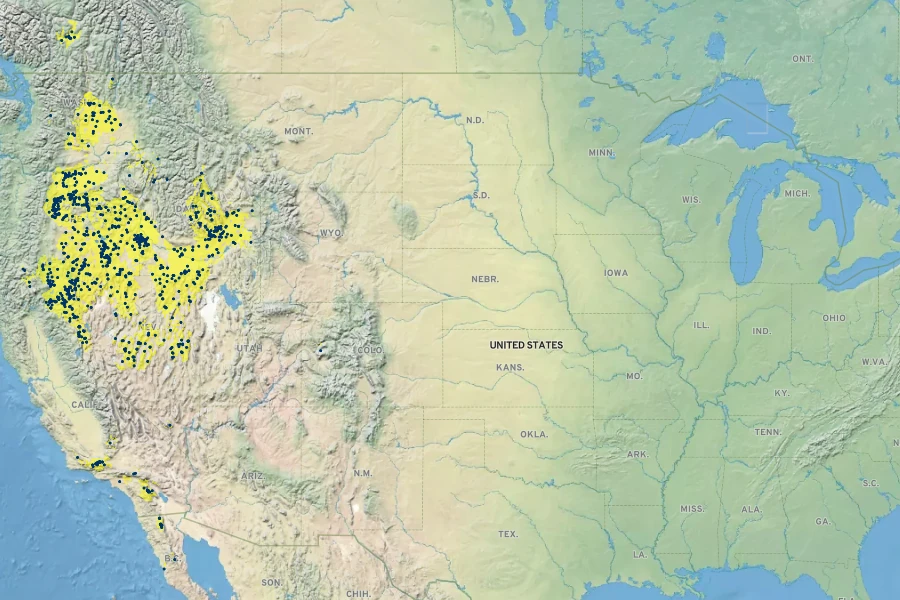 Astragalus filipes Native Range