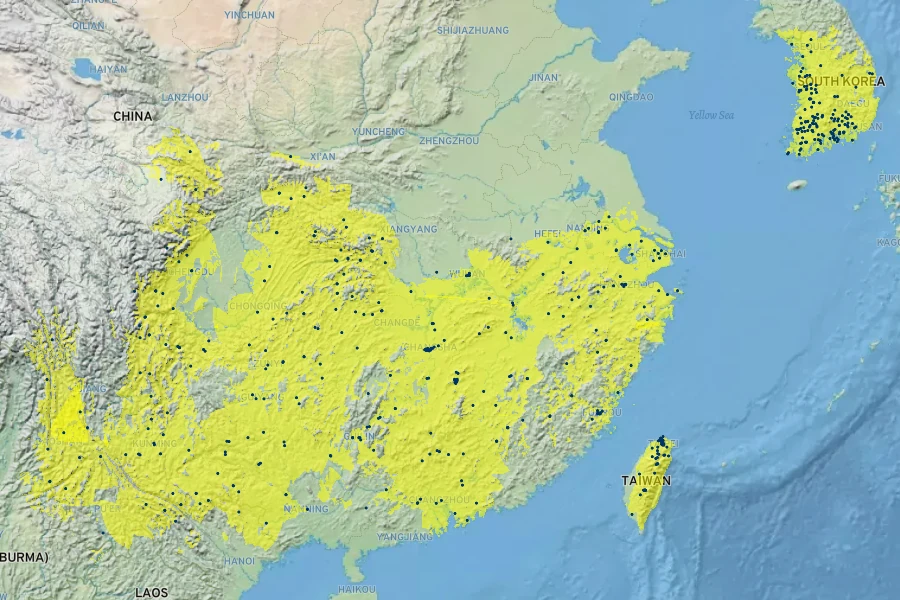 Astragalus sinicus Native Range