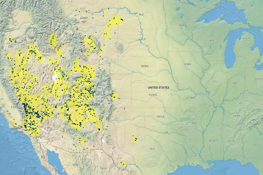 Atriplex confertifolia Native Range