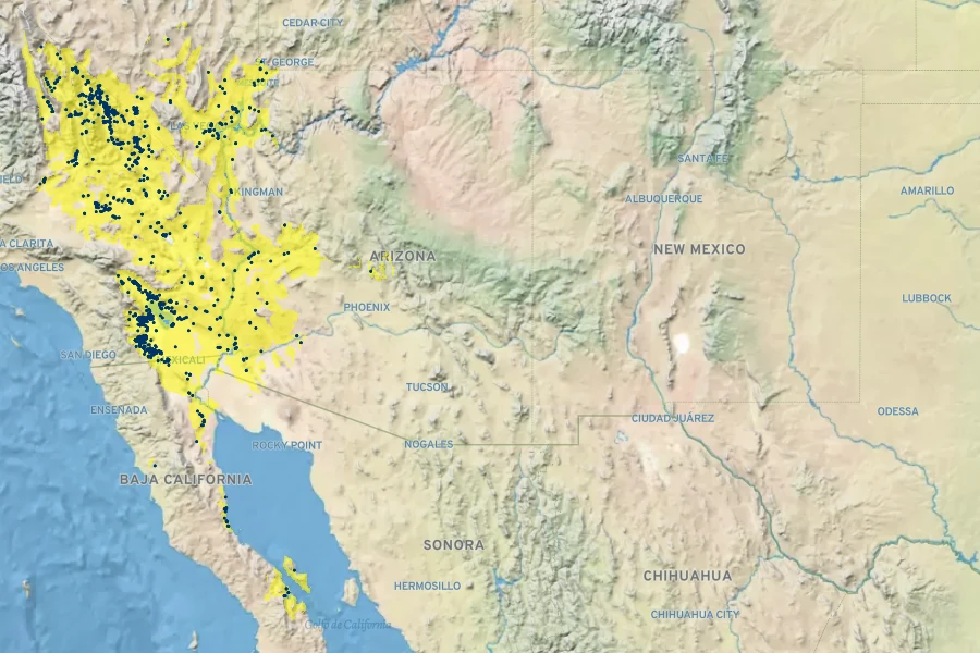 Atriplex hymenelytra Native Range