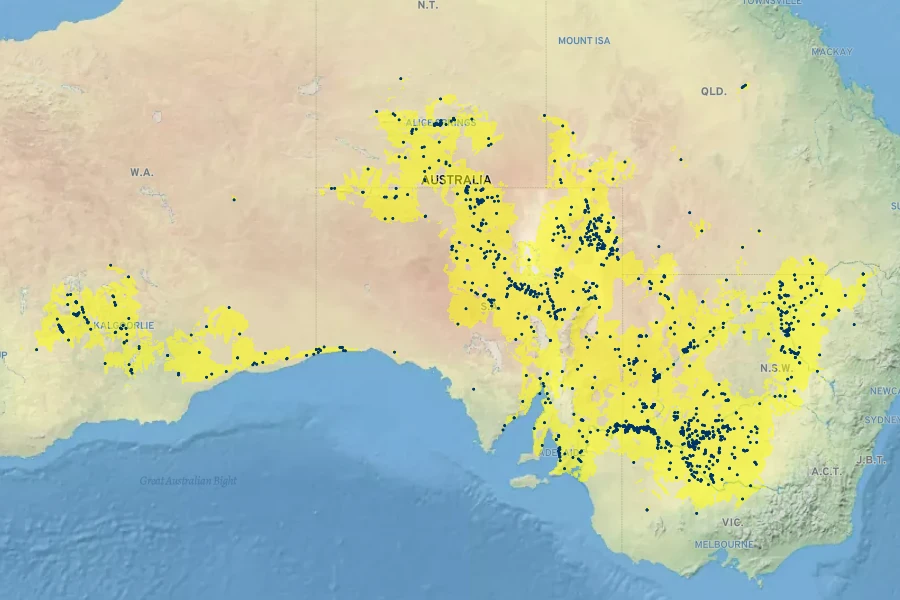 Atriplex nummularia Native Range