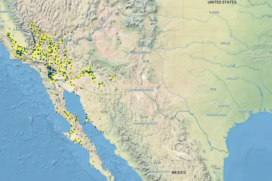 Atriplex polycarpa Native Range