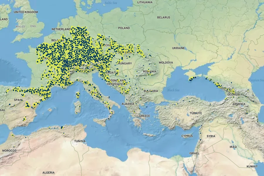 Atropa belladonna Native Range
