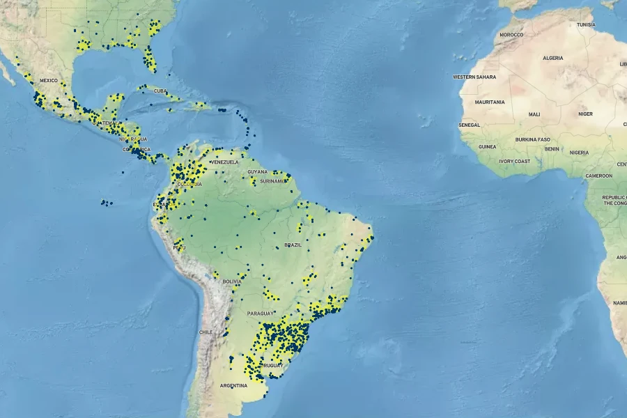 Axonopus compressus Native Range