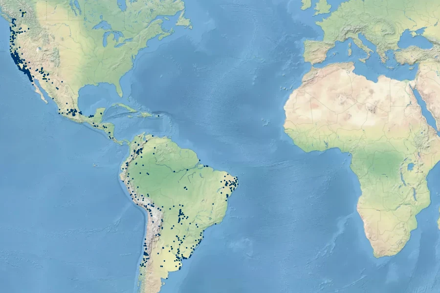 Azolla filiculoides Native Range