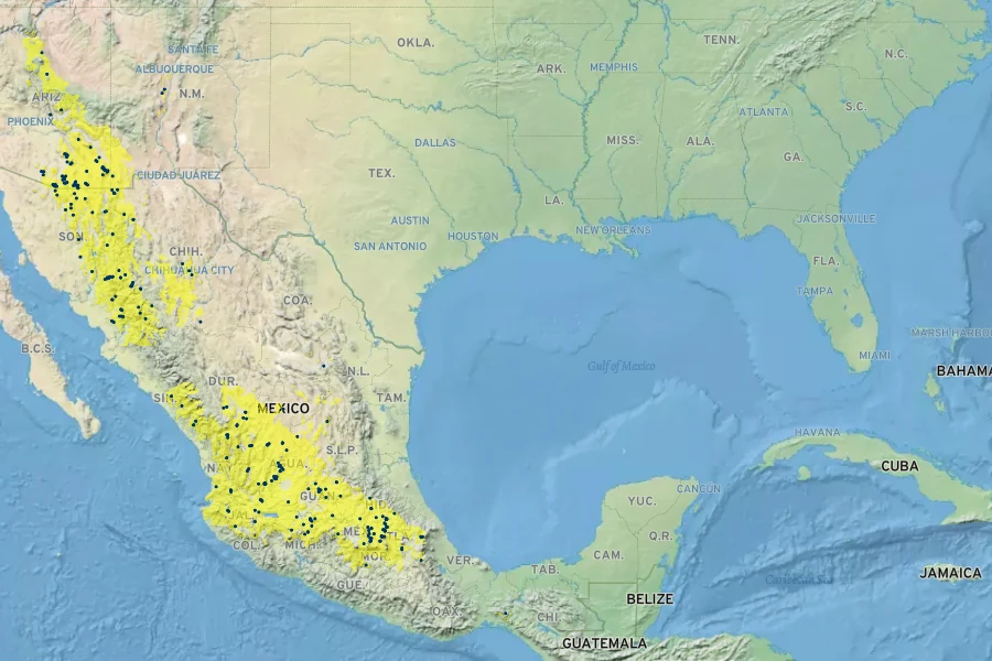 Baccharis thesioides Native Range