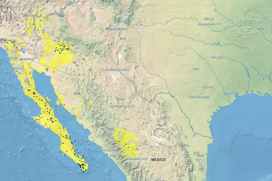 Bahiopsis deltoidea Native Range
