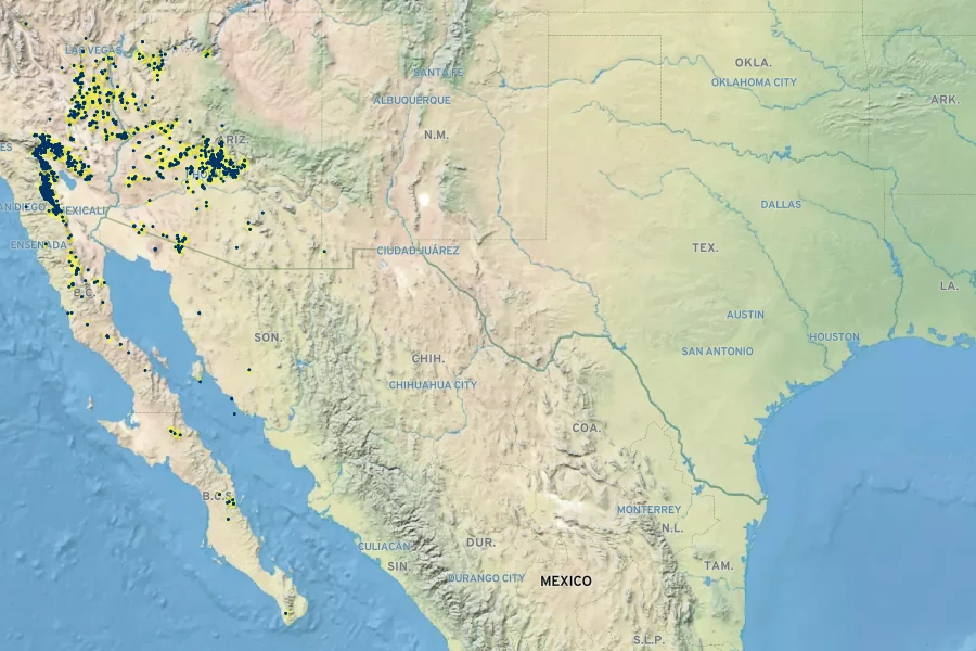 Bahiopsis parishii Native Range