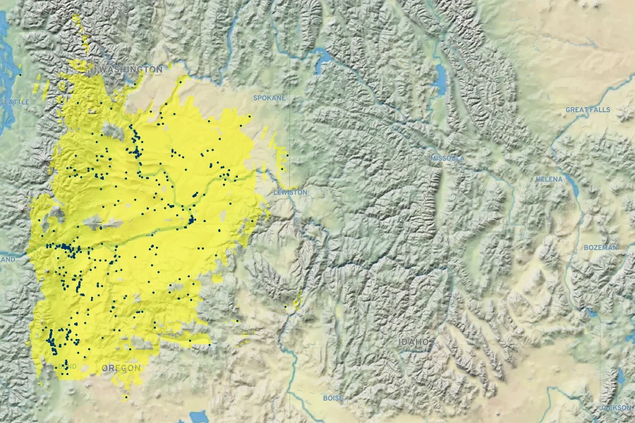 Balsamorhiza careyana Native Range